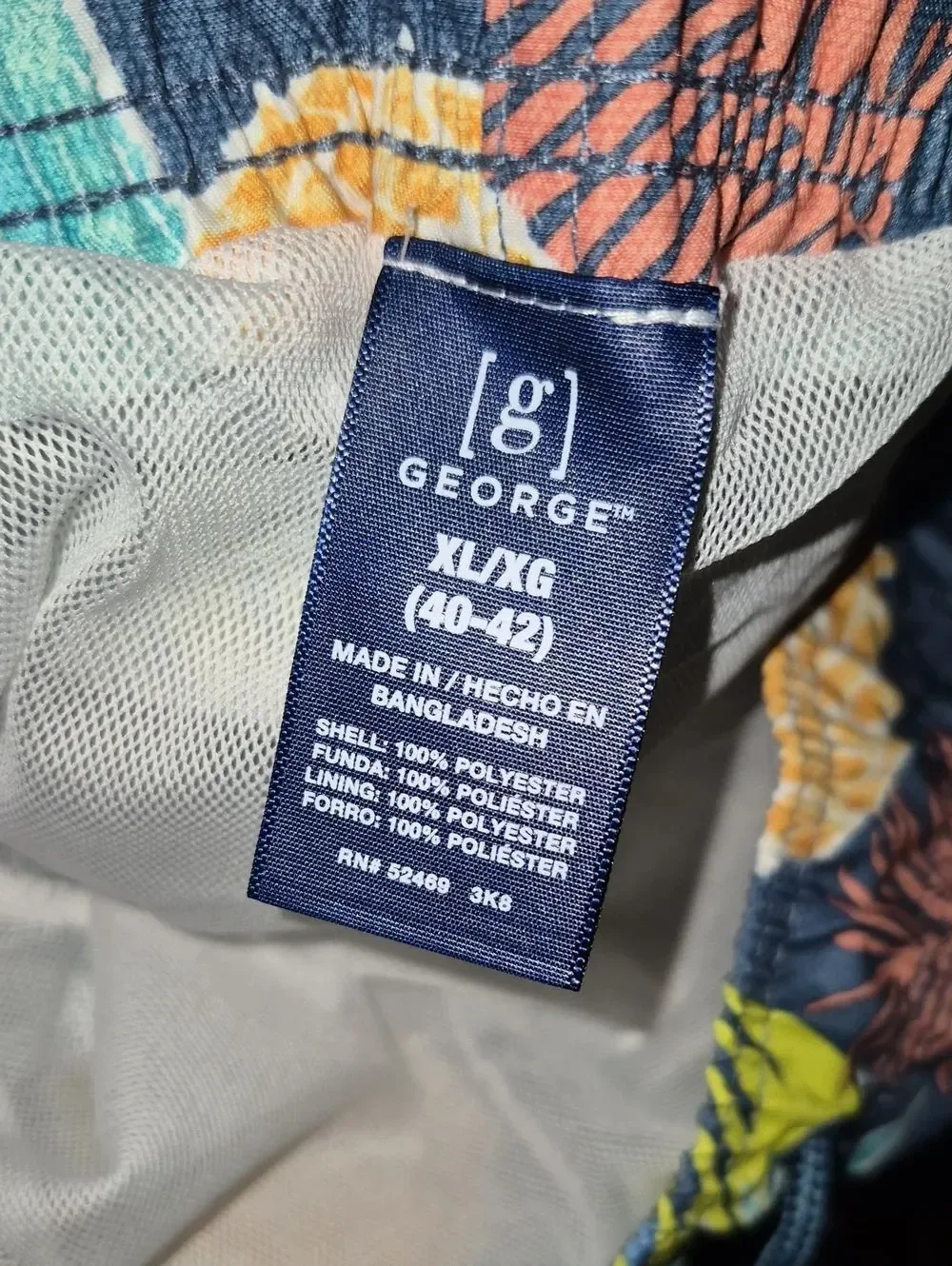 George Men's XL Tropical Pineapple Print Swim Trunks Shorts - New
